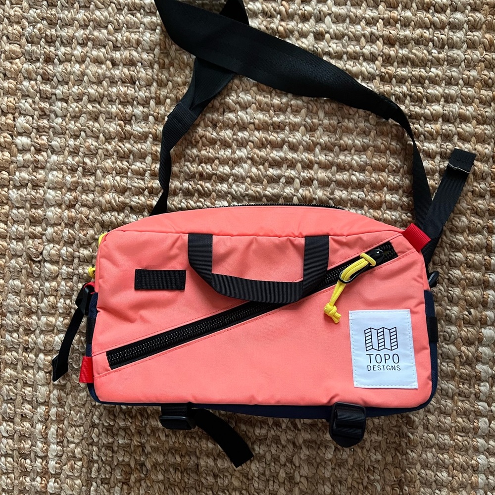 Topo Designs Pink and Black Messenger Bag